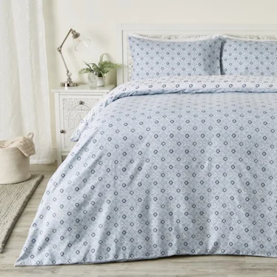 Dunelm Super Soft Rhianna Blue Microfibre Duvet Cover and Pillowcase Set Blue