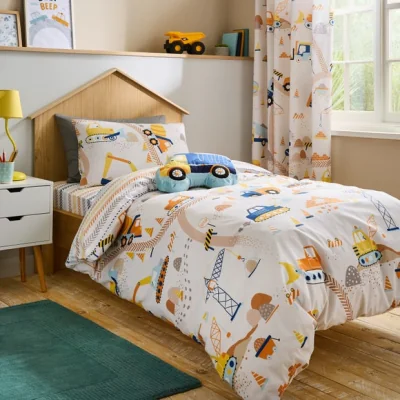 Dunelm Trucks & Diggers Cotton Duvet Cover and Pillowcase Set