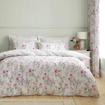 Dunelm Raya Sweetpea Polycotton Duvet Cover & Pillowcase Set