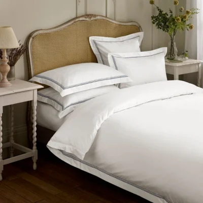 Dunelm Dorma Rovello Embroidery 100% Cotton Duvet Cover & Pillowcase Set