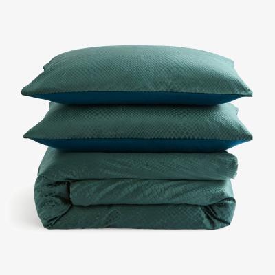 Dunelm Albany Textured Duvet Cover and Pillowcase Set Green