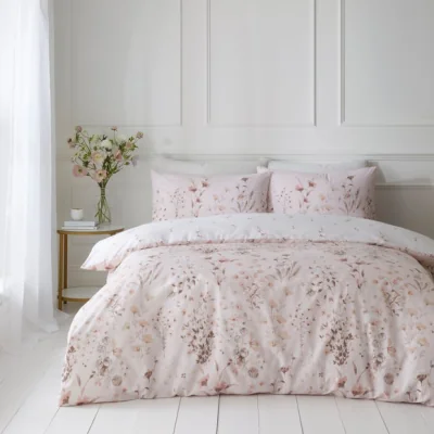 Dunelm Watercoloured Floral Blush Duvet Cover & Pillowcase Set Blush (Pink)