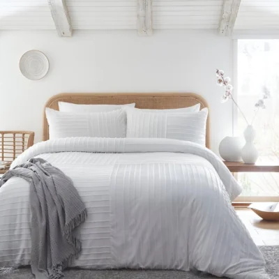 Dunelm Newbury White Duvet Cover and Pillowcase Set White