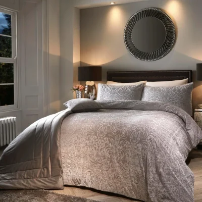 Dunelm Mirella Floral Duvet Cover and Pillowcase Set Silver Silver