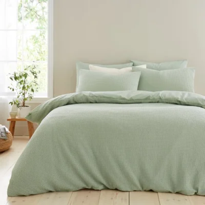 Dunelm Ashton Waffle 100% Cotton Duvet Cover & Pillowcase Set