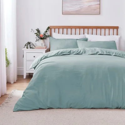Dunelm Washed Super Soft Duvet Cover and Pillowcase Set Mineral Mineral