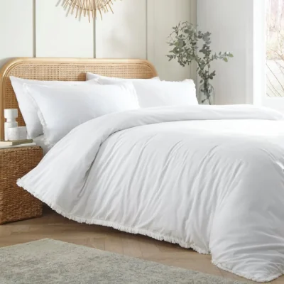 Dunelm Claire Duvet Cover and Pillowcase Set White White
