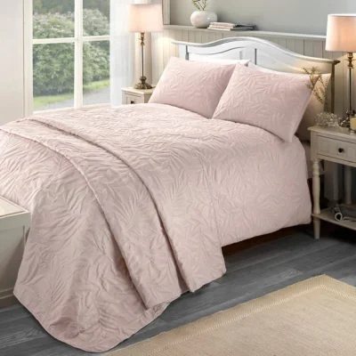 Dunelm Luana 3D Floral Duvet Cover and Pillowcase Set Blush Pink Blush (Pink)