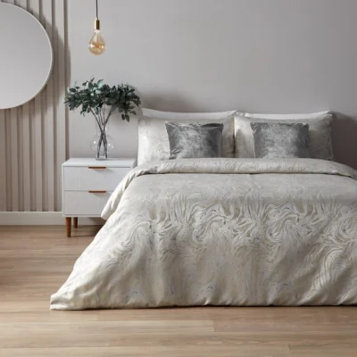 Dunelm Paoletti Marble Oyester Duvet Cover & Pillowcase Set Grey