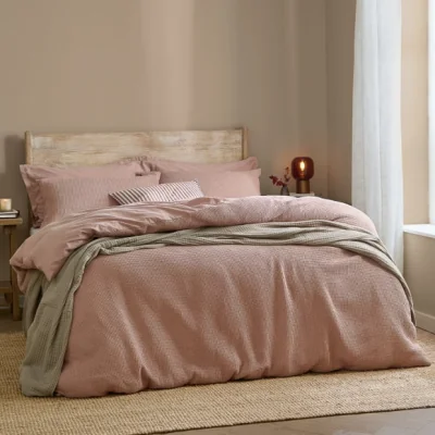 Dunelm Yard Hebden Waffle 100% Cotton Duvet Cover & Pillowcase Set
