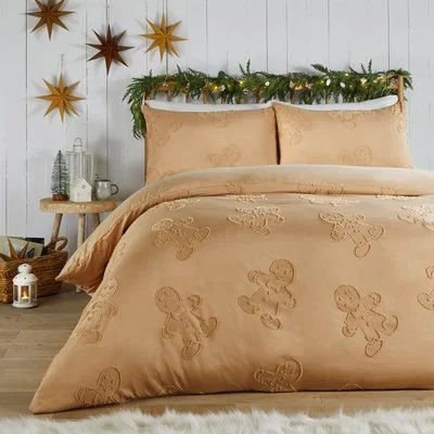 Dunelm Duvet Day Gingerbread Tufted Duvet Cover and Pillowcase Set