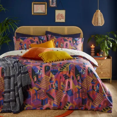 Dunelm furn. Eivissa Magenta Duvet Cover and Pillowcase Set Magenta