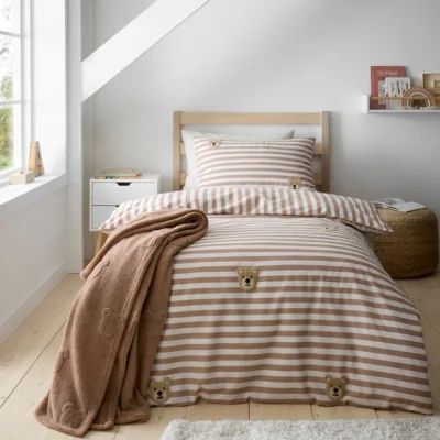 Dunelm Tufted Teddy Bear Quilt Cover and Pillowcase Set