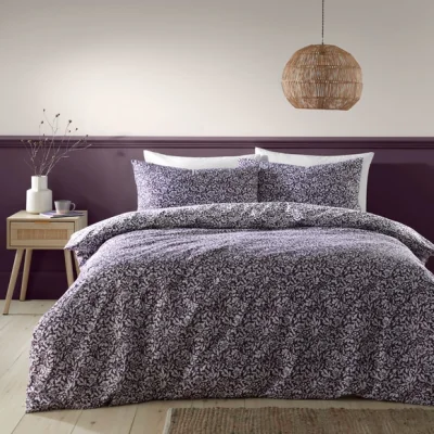 Dunelm Chartwell Aubergine Duvet Cover and Pillowcase Set Aubergine (Purple)