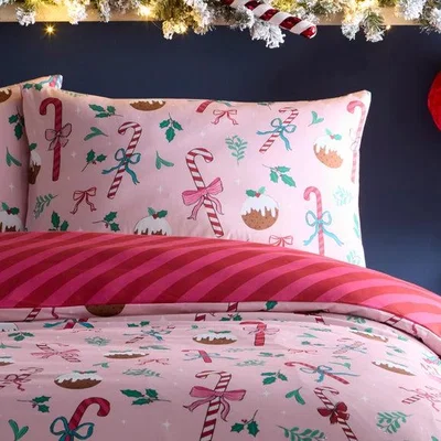 Dunelm Fusion Festive Fancy Polycotton Duvet Cover & Pillowcase Set