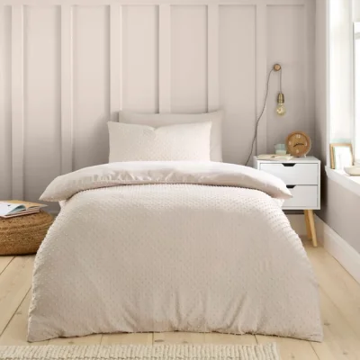 Dunelm Valley Clipped Jacquard Duvet Cover & Pillowcase Set