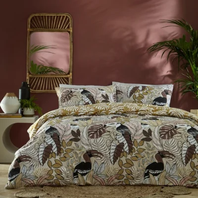 Dunelm furn. Tocorico Duvet Cover & Pillowcase Set Brown/White/Yellow