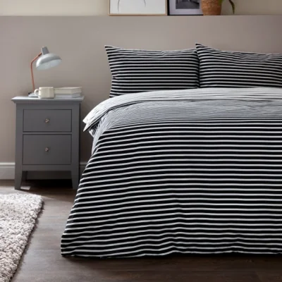 Dunelm Zander Black Duvet Cover and Pillowcase Set Black