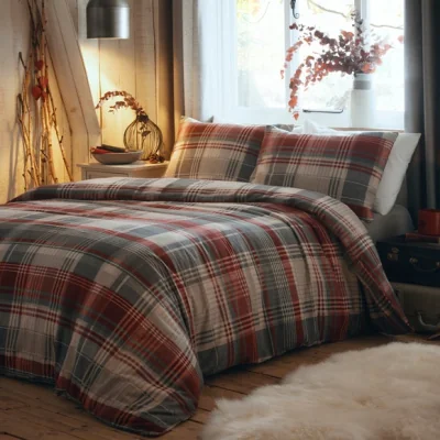 Dunelm Connolly Red Duvet Cover and Pillowcase Set Red