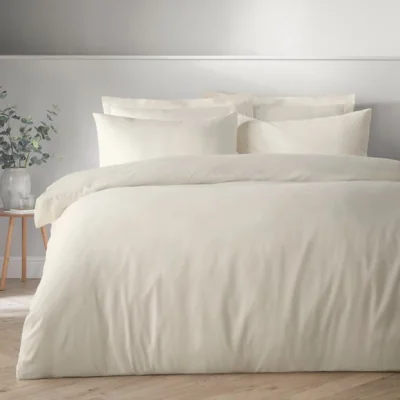 Dunelm Super Soft Recycled Polyester Duvet Cover and Pillowcase Set Ivory