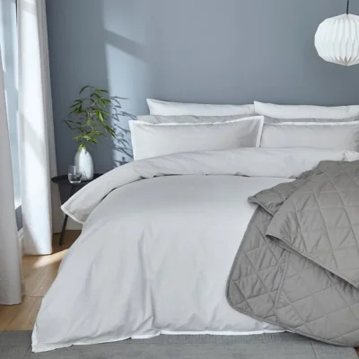 Dunelm Burford Seersucker Duvet Cover & Pillowcase Set Grey