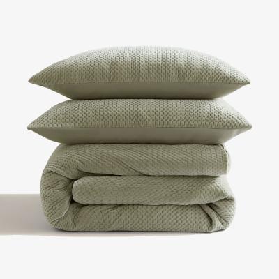 Dunelm Oakley Pinsonic Duvet Cover and Pillowcase Set Sage (Green)