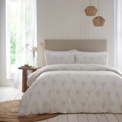 Dunelm Drift Home Harmony Natural Duvet Cover and Pillowcase Set Natural