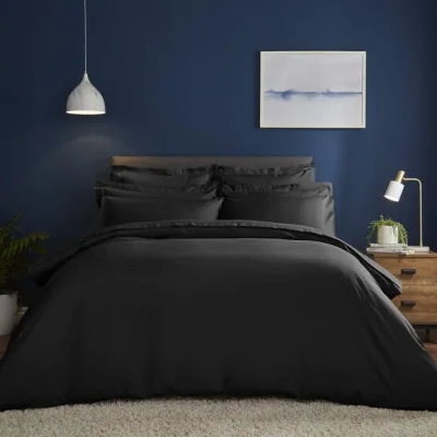 Dunelm Fogarty Soft Touch Duvet Cover and Pillowcase Set Black