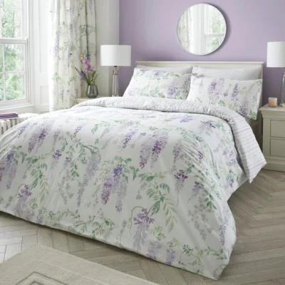 Dunelm Wisteria Reversible Lilac Duvet Cover and Pillowcase Set Lilac