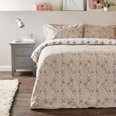 Dunelm Evi Duvet Cover and Pillowcase Set Mushroom