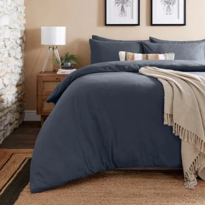 Dunelm Simply Brushed Cotton Navy Blue Duvet Cover & Pillowcase Set Navy (Blue)