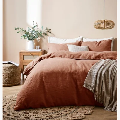 Dunelm Edited Life Linen Duvet Cover Set Terracotta