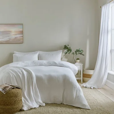 Dunelm Cotton Muslin Duvet Cover Set White