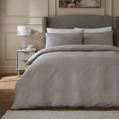 Dunelm Hotel 200 Thread Count Check Duvet Cover & Pillowcase Set