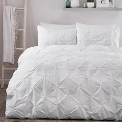 Dunelm Lara Duvet Cover and Pillowcase Set White White