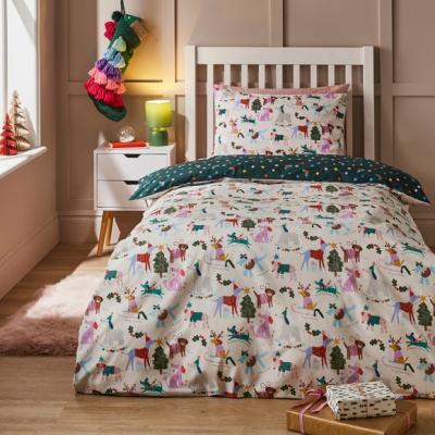 Dunelm Christmas Dogs Quilt Cover and Pillowcase Set