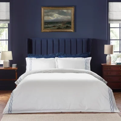 Dunelm Dorma Coastal Embroidery 100% Cotton Duvet Cover & Pillowcase Set