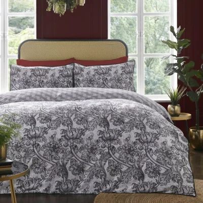 Dunelm Laurence Llewelyn Bowen Heart of The Home Black Duvet Cover and Pillowcase Set Black