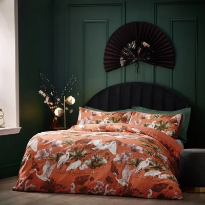 Dunelm Wylder Tropics Kushiro Coral Duvet Cover & Pillowcase Set Coral