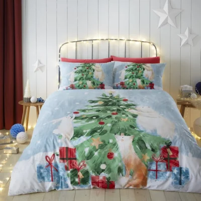 Dunelm Fusion Winter Friends Duvet Cover & Pillowcase Set Green