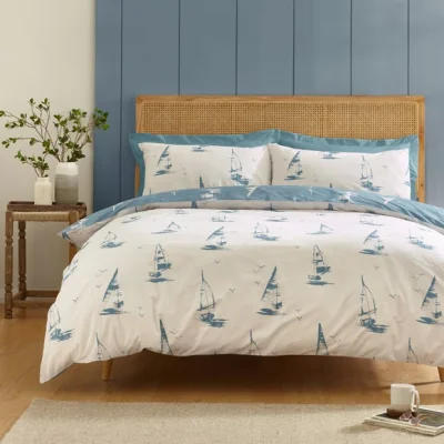 Dunelm Catherine Lansfield Salcombe Boats Polycotton Duvet Cover & Pillowcase Set