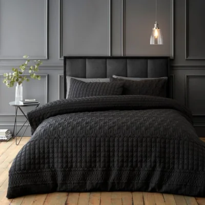 Dunelm Billie Black Duvet Cover and Pillowcase Set Black