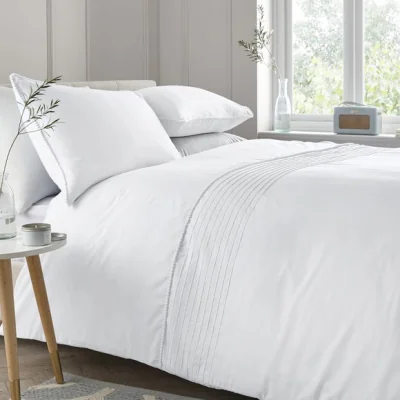 Dunelm Pom Pom Duvet Cover and Pillowcase Set White White