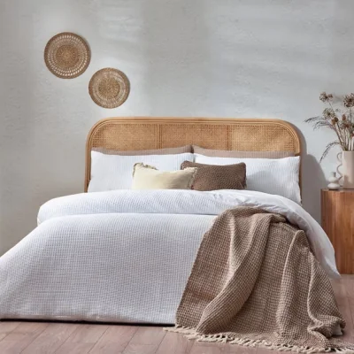 Dunelm Yard Chunky Waffle White Duvet Cover and Pillowcase Set White