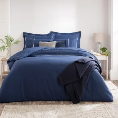 Dunelm Ryleigh Navy Duvet Cover and Pillowcase Set Navy (Blue)