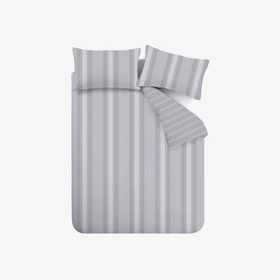 Dunelm Bianca Ticking Stripe 100% Duvet Cover and Pillowcase Set Grey