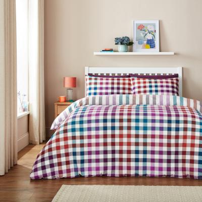 Dunelm Autumn Brushed Check Cotton Duvet Cover and Pillowcase Set MultiColoured