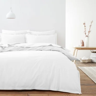 Dunelm 100% Organic Cotton Duvet Cover and Pillowcase Set White