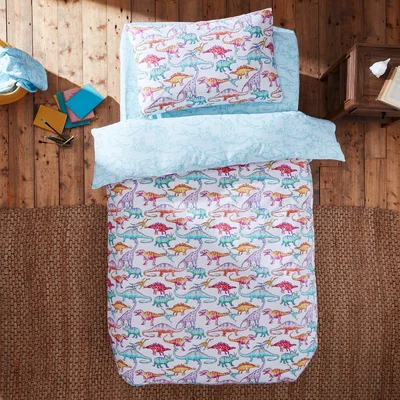 Dunelm Dinosaurs Gallery Duvet Cover and Pillowcase Set Natural