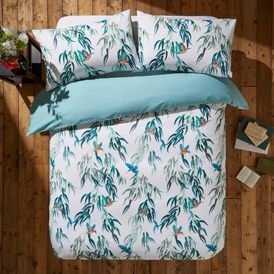 Dunelm Kingfisher Duvet Cover & Pillowcase Set Natural
